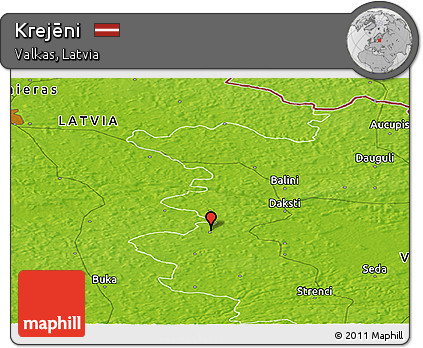 Physical Panoramic Map of Krejēni