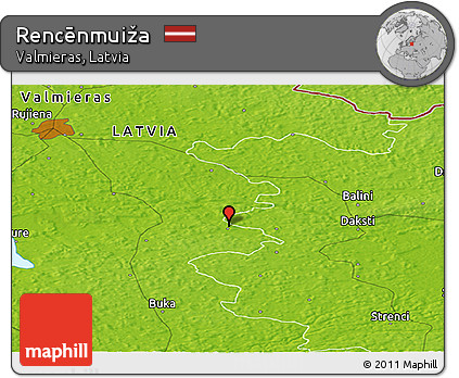 Physical Panoramic Map of Rencēnmuiža