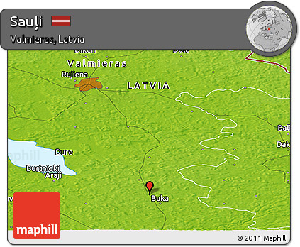Physical Panoramic Map of Sauļi