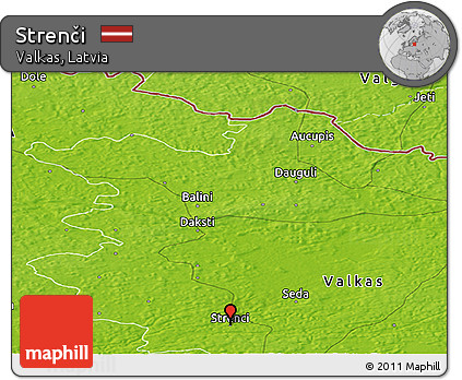Physical Panoramic Map of Strenči