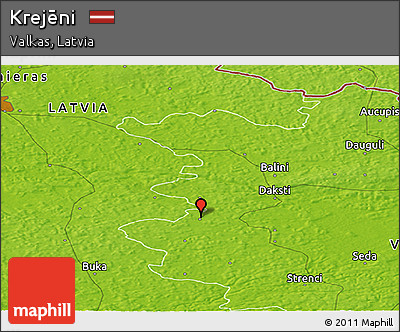 Physical Panoramic Map of Krejēni