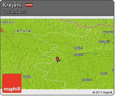 Physical Panoramic Map of Krejēni