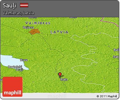 Physical Panoramic Map of Sauļi