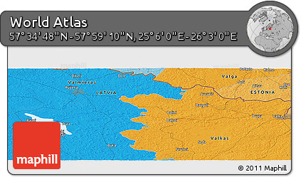 Political Panoramic Map of the Area around 57° 46' 59" N, 25° 34' 30" E