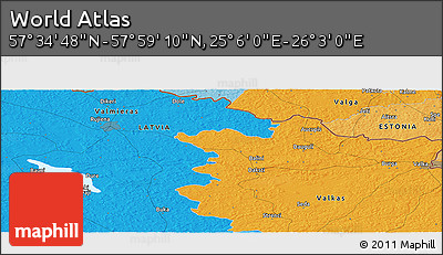 Political Panoramic Map of the Area around 57° 46' 59" N, 25° 34' 30" E