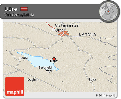 Shaded Relief Panoramic Map of Dūre