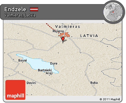 Shaded Relief Panoramic Map of Endzele