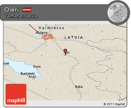 Shaded Relief Panoramic Map of Oleri