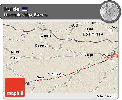 Shaded Relief Panoramic Map of Puide