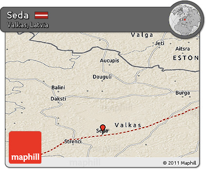 Shaded Relief Panoramic Map of Seda