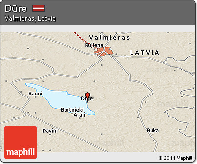 Shaded Relief Panoramic Map of Dūre