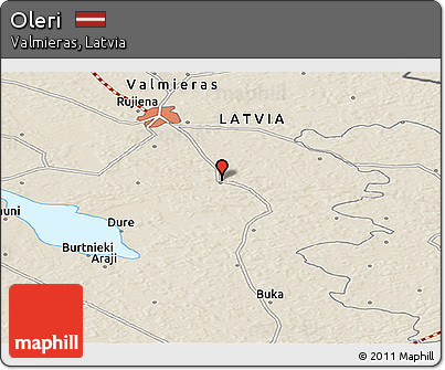 Shaded Relief Panoramic Map of Oleri