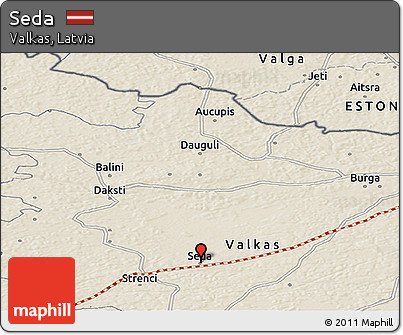 Shaded Relief Panoramic Map of Seda