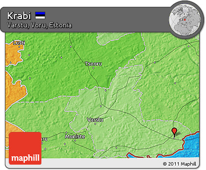 Political 3D Map of Krabi