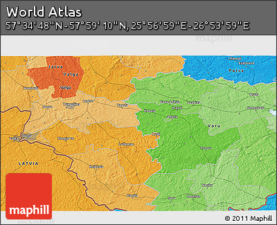 Political 3D Map of the Area around 57° 46' 59" N, 26° 25' 29" E