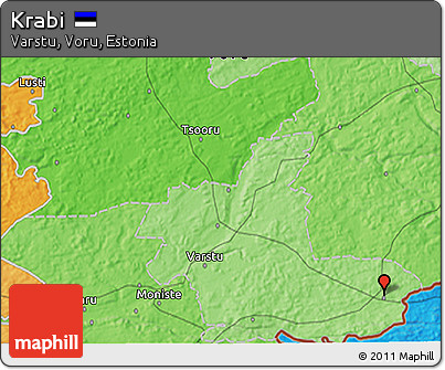 Political 3D Map of Krabi