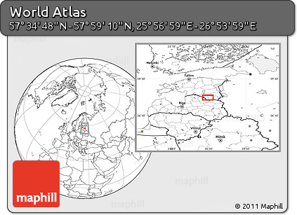 Blank Location Map of the Area around 57° 46' 59" N, 26° 25' 29" E
