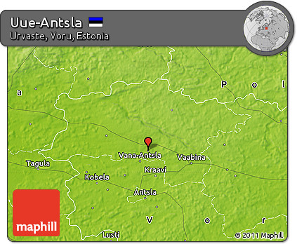 Physical Map of Uue-Antsla