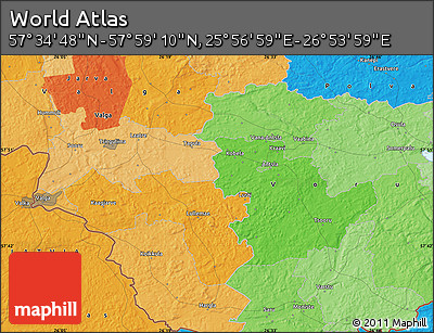 Political Map of the Area around 57° 46' 59" N, 26° 25' 29" E