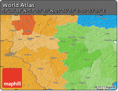Political Map of the Area around 57° 46' 59" N, 26° 25' 29" E