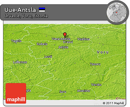 Physical Panoramic Map of Uue-Antsla