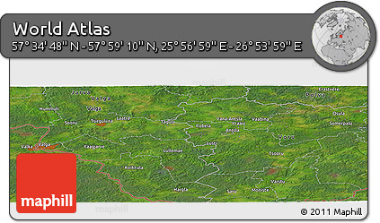 Satellite Panoramic Map of the Area around 57° 46' 59" N, 26° 25' 29" E