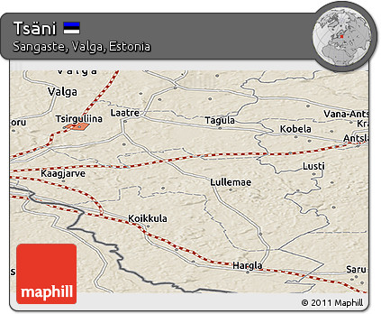 Shaded Relief Panoramic Map of Tsäni
