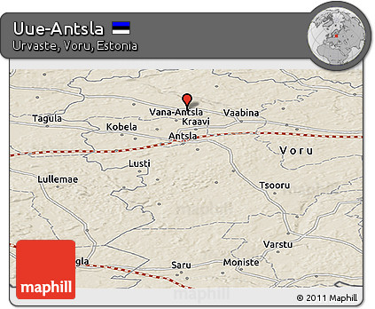 Shaded Relief Panoramic Map of Uue-Antsla