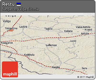 Shaded Relief Panoramic Map of Restu