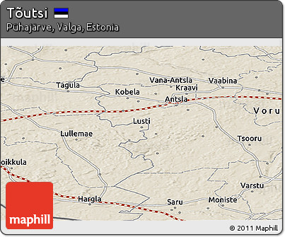 Shaded Relief Panoramic Map of Tõutsi
