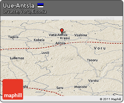 Shaded Relief Panoramic Map of Uue-Antsla