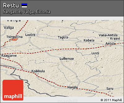 Shaded Relief Panoramic Map of Restu