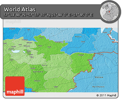Political 3D Map of the Area around 57° 46' 59" N, 27° 16' 29" E