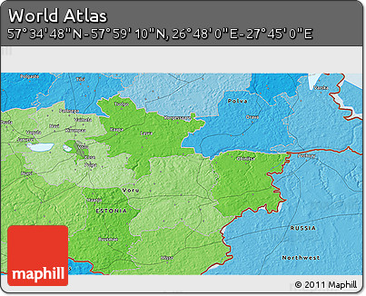 Political 3D Map of the Area around 57° 46' 59" N, 27° 16' 29" E