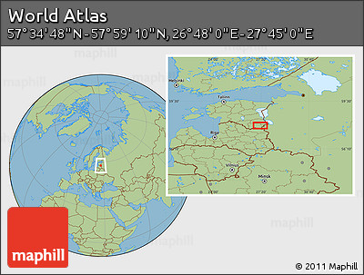 Savanna Style Location Map of the Area around 57° 46' 59" N, 27° 16' 29" E