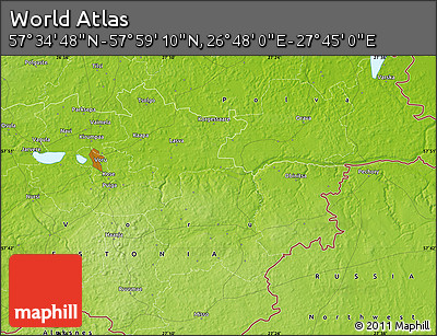 Physical Map of the Area around 57° 46' 59" N, 27° 16' 29" E