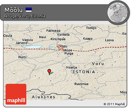 Shaded Relief Panoramic Map of Mõõlu