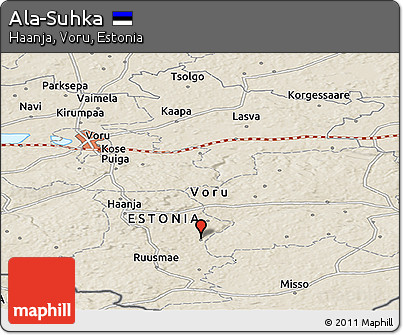 Shaded Relief Panoramic Map of Ala-Suhka