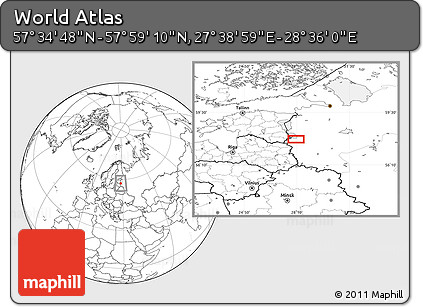 Blank Location Map of the Area around 57° 46' 59" N, 28° 7' 30" E