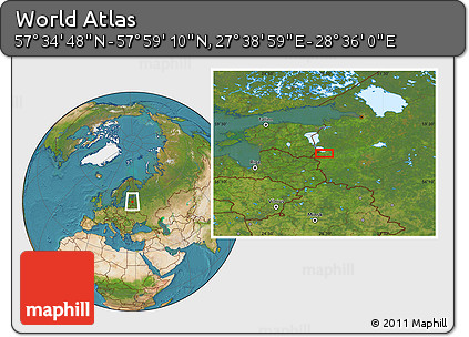 Satellite Location Map of the Area around 57° 46' 59" N, 28° 7' 30" E