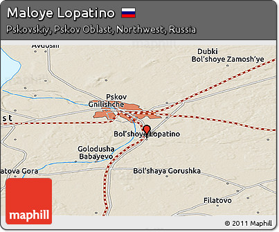 Shaded Relief Panoramic Map of Maloye Lopatino
