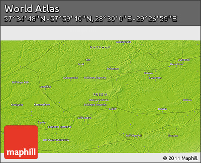 Physical 3D Map of the Area around 57° 46' 59" N, 28° 58' 30" E