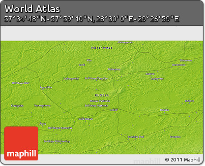 Physical 3D Map of the Area around 57° 46' 59" N, 28° 58' 30" E