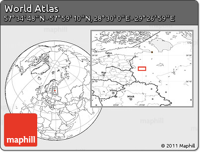 Blank Location Map of the Area around 57° 46' 59" N, 28° 58' 30" E