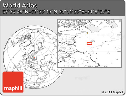 Blank Location Map of the Area around 57° 46' 59" N, 30° 40' 29" E