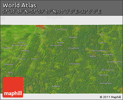 Satellite 3D Map of the Area around 57° 46' 59" N, 31° 31' 29" E
