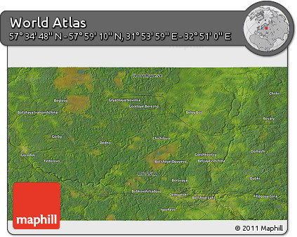 Satellite 3D Map of the Area around 57° 46' 59" N, 32° 22' 30" E