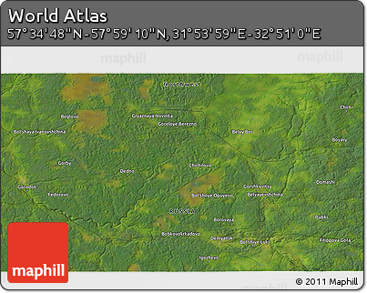 Satellite 3D Map of the Area around 57° 46' 59" N, 32° 22' 30" E