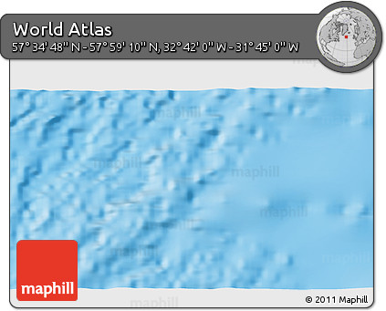 Physical 3D Map of the Area around 57° 46' 59" N, 32° 13' 30" W