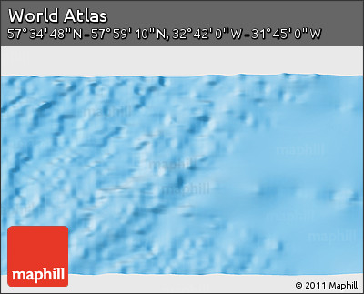 Physical 3D Map of the Area around 57° 46' 59" N, 32° 13' 30" W